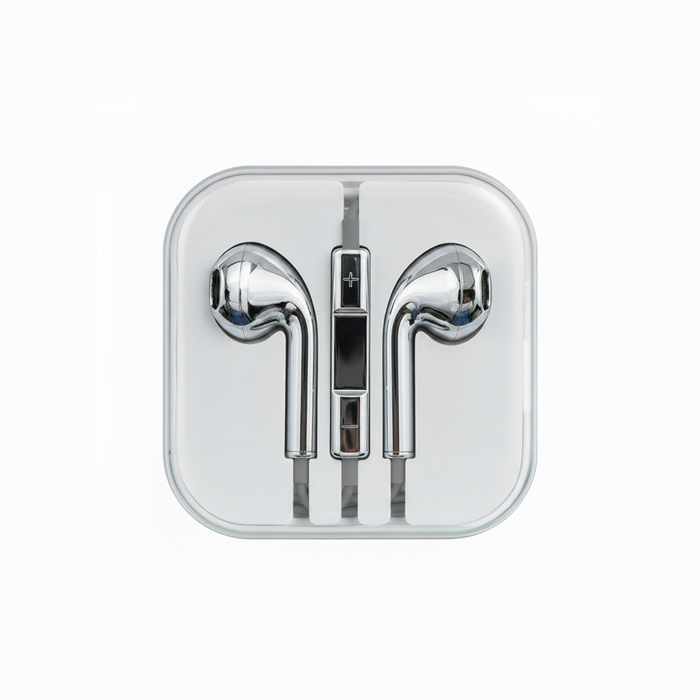 Silver Chromatic wired earbuds in polished chrome